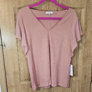 Calvin Klein Blush V-Neck Blouse